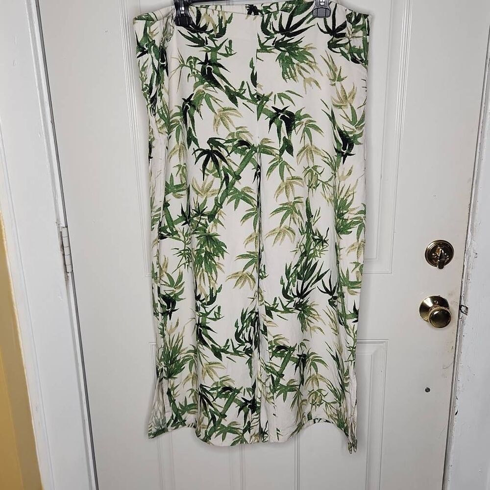 J.Jill linen blend tropical print cropped wide leg pants women's size XL